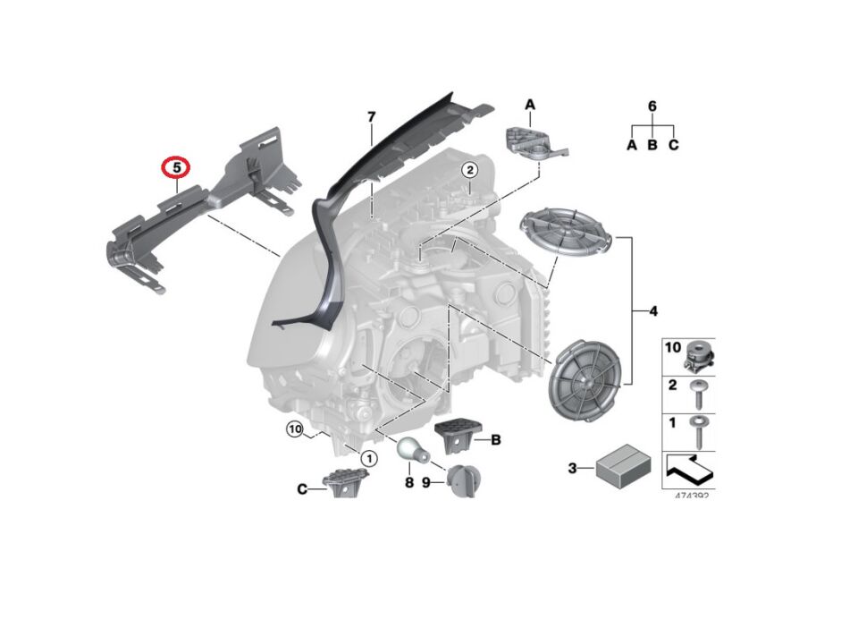 BMW 5 SERİSİ FAR TUTUCU - R - G30 YAN SANAYİ