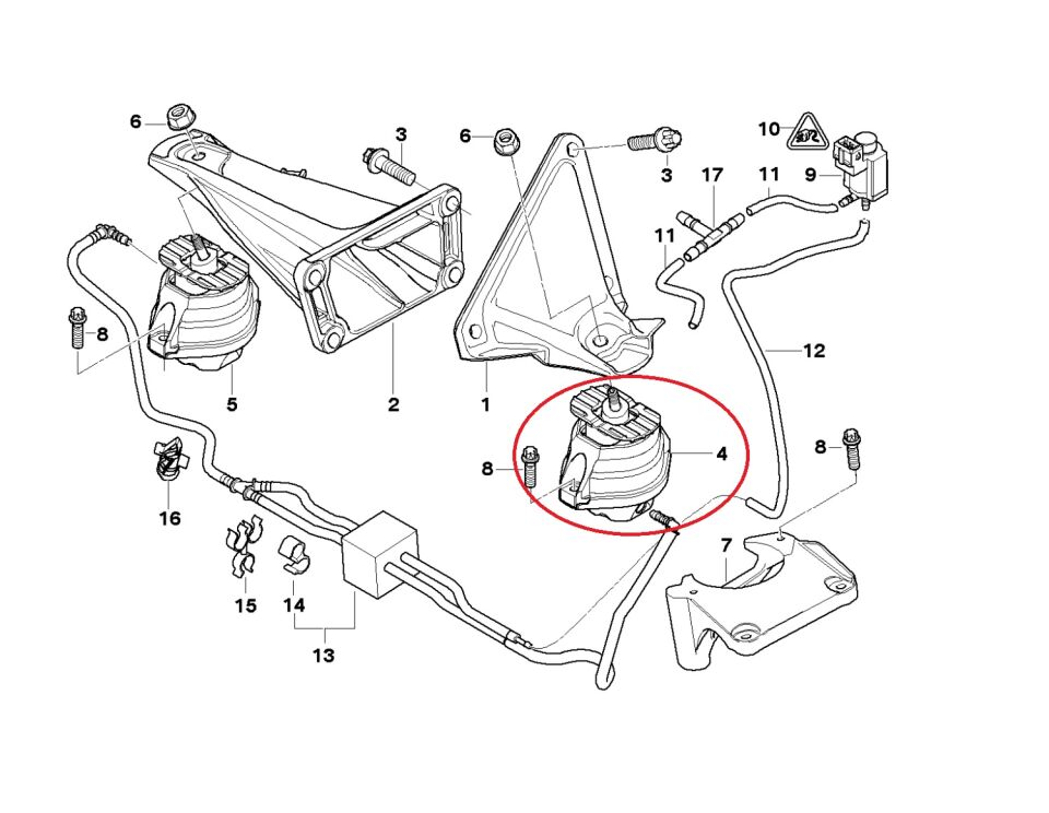 BMW 5 SERİSİ MOTOR KULAK TAKOZU - R - E60.E61.DIESEL YAN SANAYİ