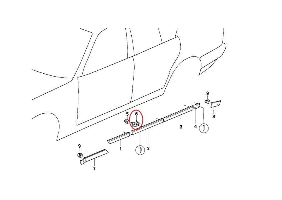 BMW  5 SERİSİ KAPI ÇITA KLİPSİ E34 10 LU YAN SANAYİ