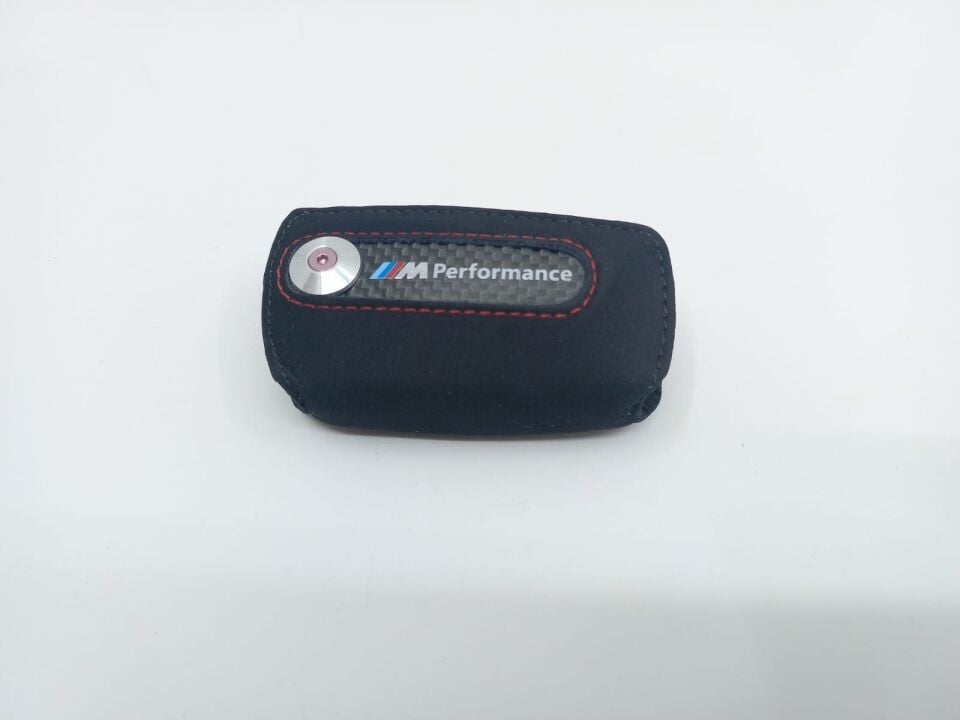 BMW 3-5 SERİSİ ANAHTARLIK = KIRMIZI DİKİŞ = ALACANTRA - M PERFORMANCE - F10.F20.F30.F32.F36 YAN SANAYİ