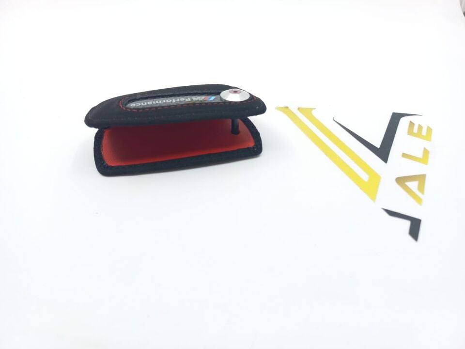 BMW 3-5 SERİSİ ANAHTARLIK = KIRMIZI DİKİŞ = ALACANTRA - M PERFORMANCE - F10.F20.F30.F32.F36 YAN SANAYİ