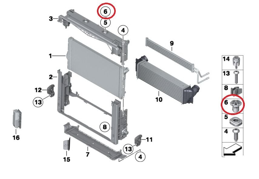 BMW 5 SERİSİ RADYATÖR ÜST TUTUCU TAPA F10 YAN SANAYİ