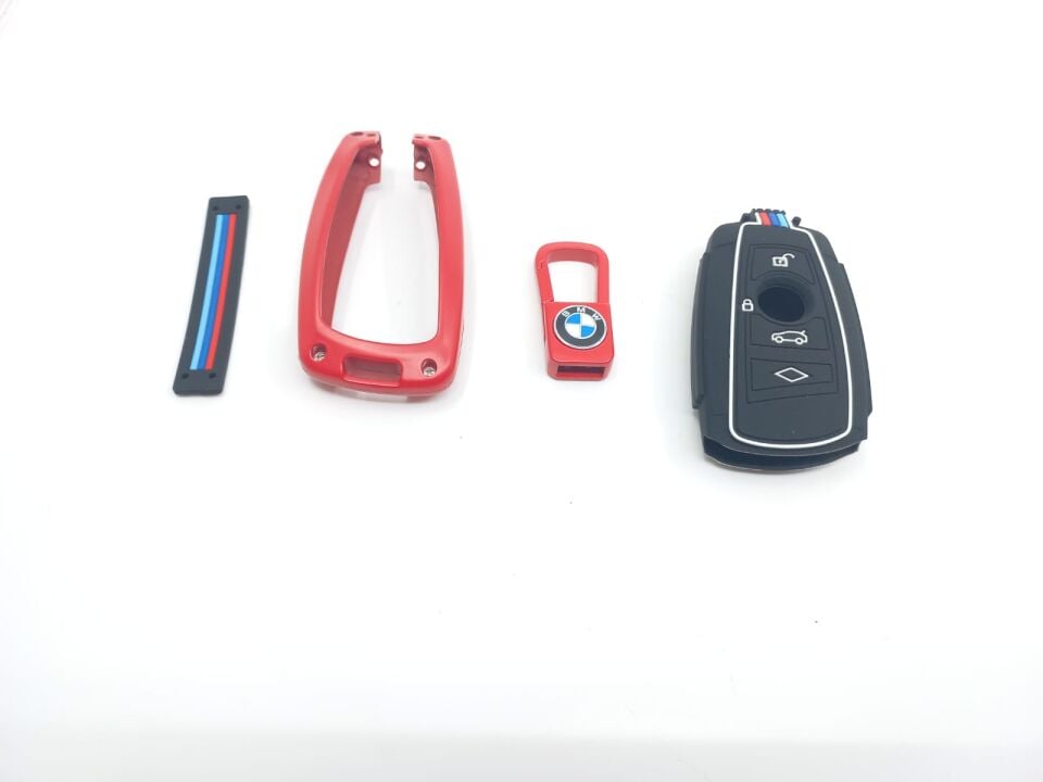 BMW 3-5 SERİSİ ANAHTARLIK KILIFI = KIRMIZI = METAL - M - F10.F20.F30 YAN SANAYİ
