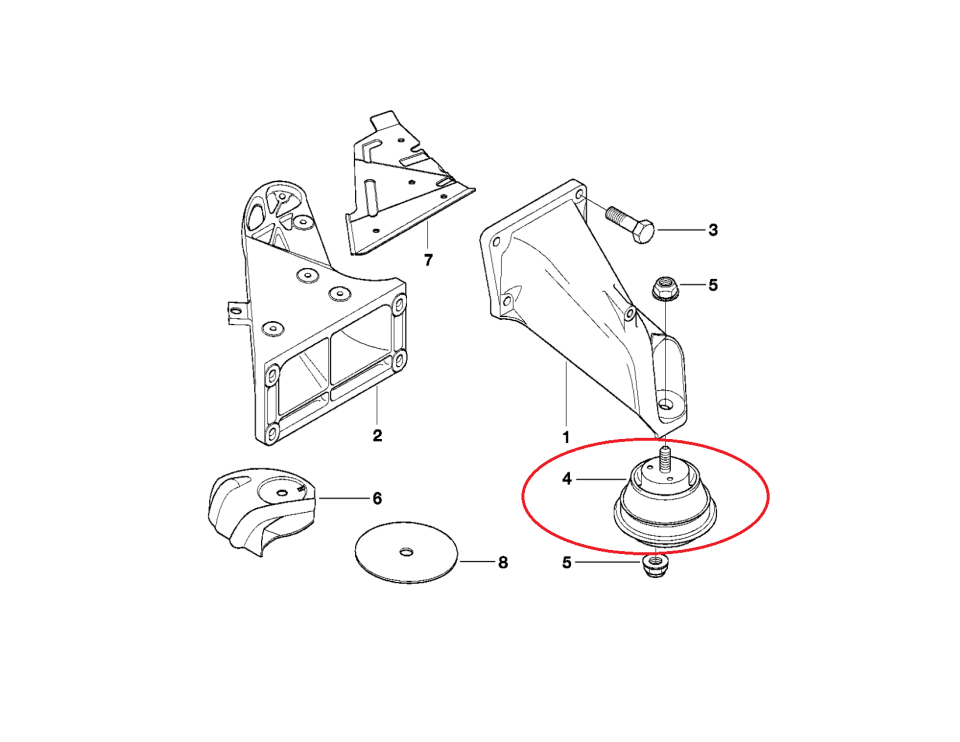 BMW 3 SERİSİ MOTOR KULAK TAKOZU E36.E46.M50.M52.M54 YAN SANAYİ