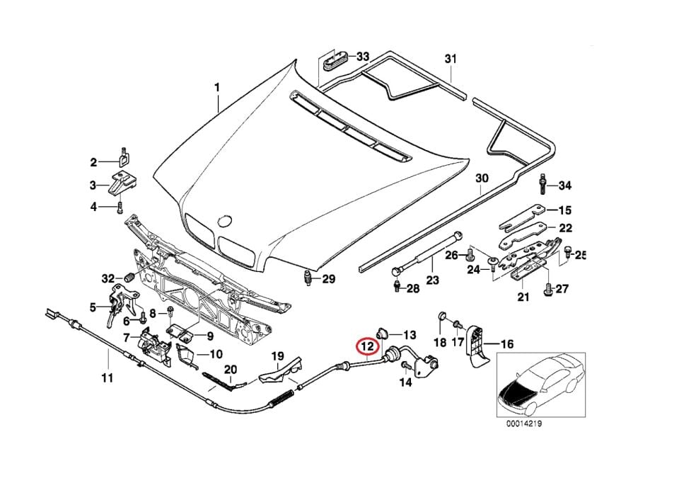 BMW 7 SERİSİ MOTOR KAPUT AÇMA TELİ E38 YAN SANAYİ