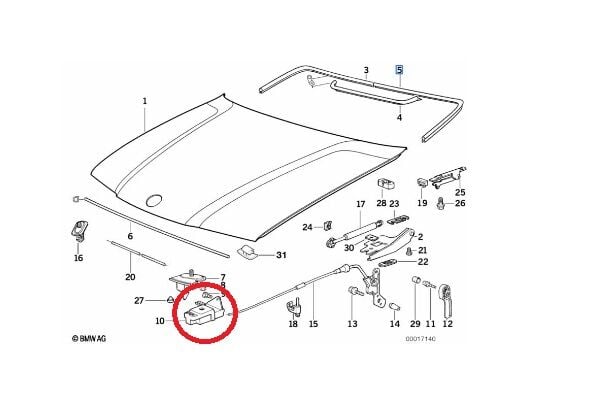 BMW 3 SERİSİ KAPUT KİLİT ALT KARŞILIĞI L - SOL E36 ORJİNAL