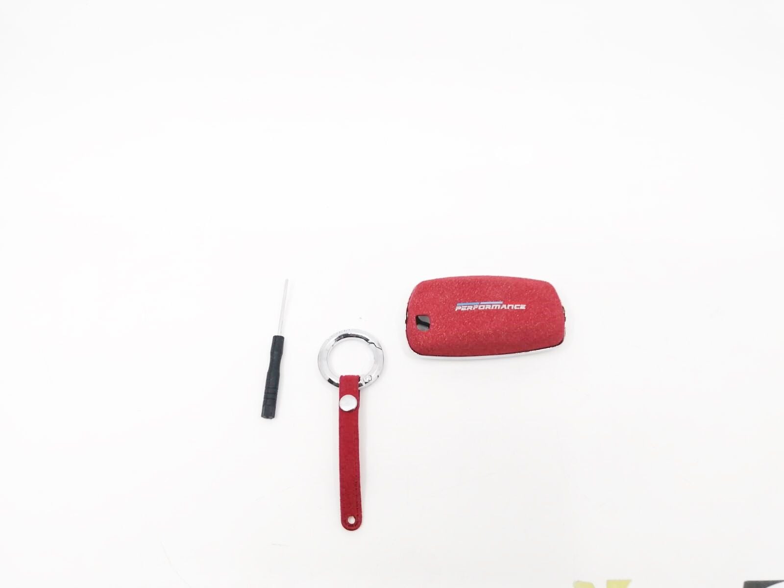 BMW 3-5 SERİSİ ANAHTARLIK KILIFI = KIRMIZI = METAL - M - DERİ F10.F20.F30 YAN SANAYİ