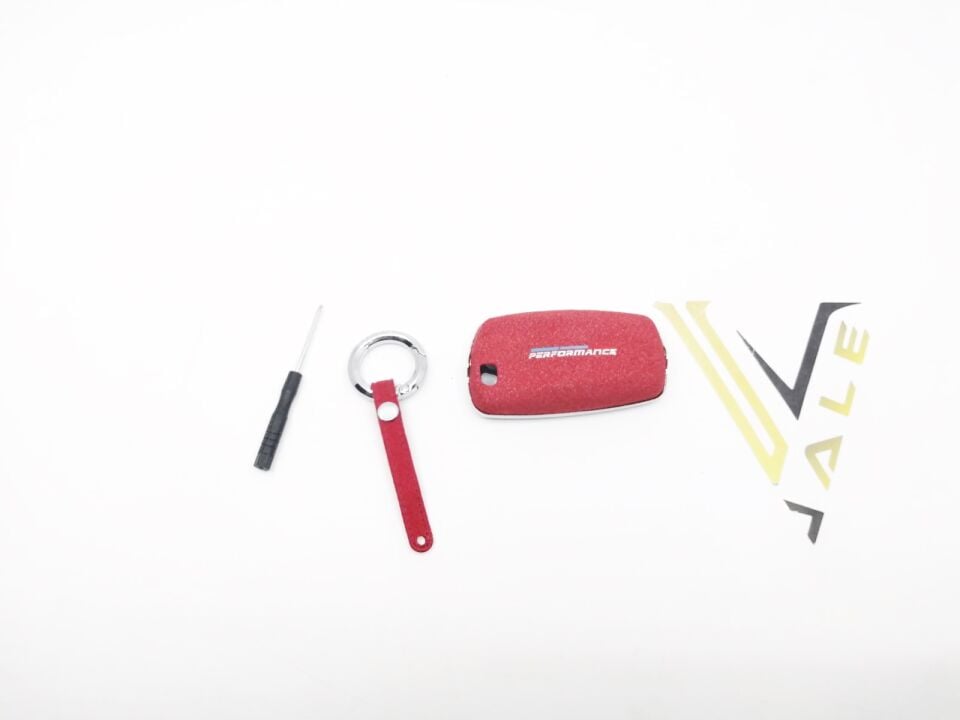 BMW 3-5 SERİSİ ANAHTARLIK KILIFI = KIRMIZI = METAL - M - DERİ F10.F20.F30 YAN SANAYİ