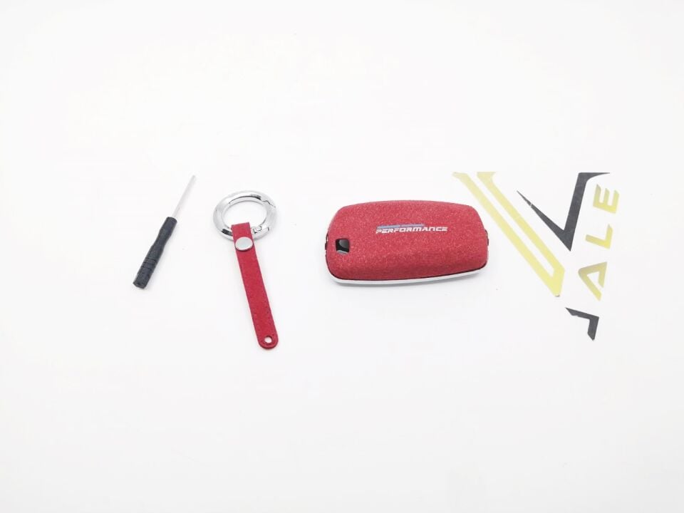 BMW 3-5 SERİSİ ANAHTARLIK KILIFI = KIRMIZI = METAL - M - DERİ F10.F20.F30 YAN SANAYİ