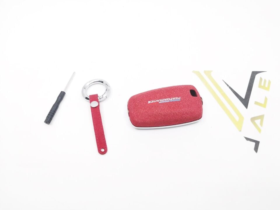 BMW 3-5 SERİSİ ANAHTARLIK KILIFI = KIRMIZI = METAL - M - DERİ F10.F20.F30 YAN SANAYİ