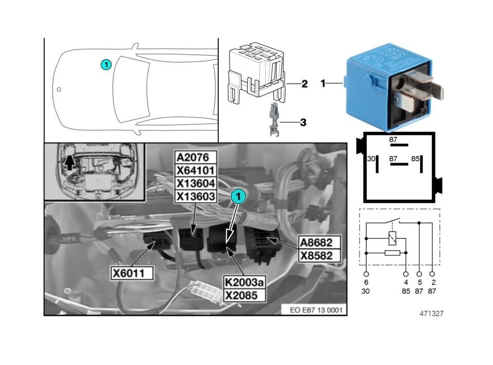 BMW 1-3 SERİSİ MOTOR KİLİTLEYİCİ ROLE MAVİ RÖLE E46.E87.E90.E60.X3.X5. ORJ