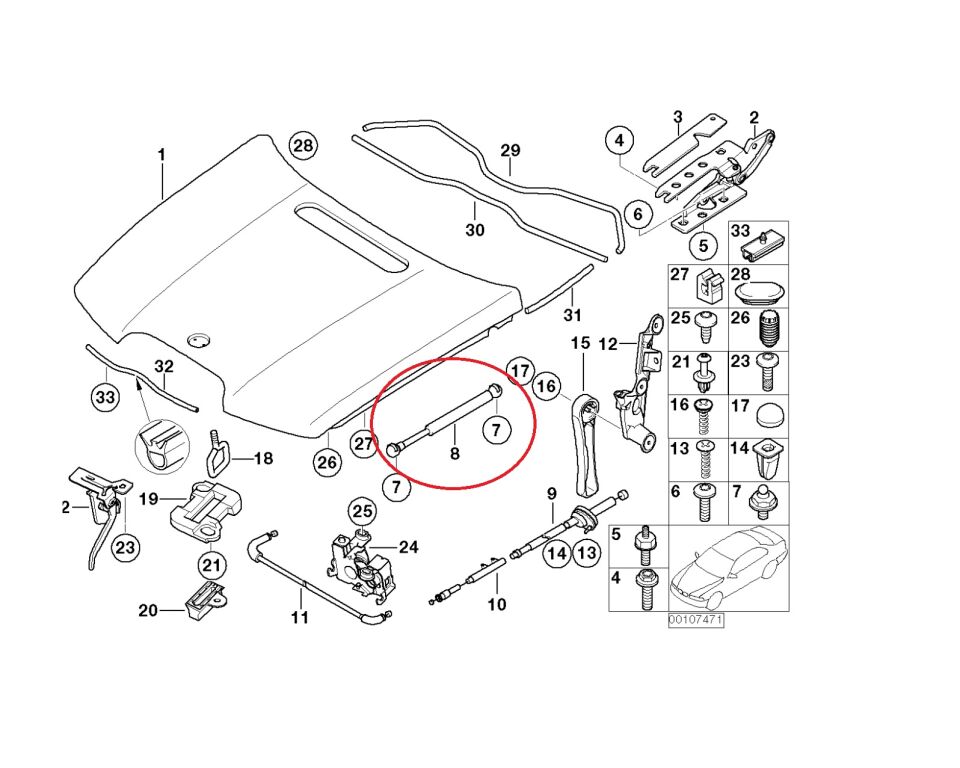 BMW 7 SERİSİ MOTOR KAPUT AMORTİSÖRÜ E65.E66.E67 YAN SANAYİ