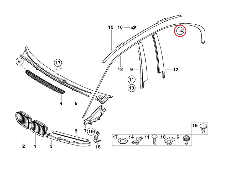 BMW 3 SERİSİ TAVAN OLUK ÇITA KLİPSİ E46 YAN SANAYİ