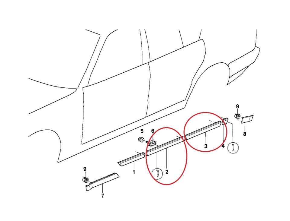 BMW 5 SERİSİ KAPI ÇITASI SET - KLİPSLİ - E34 YAN SANAYİ