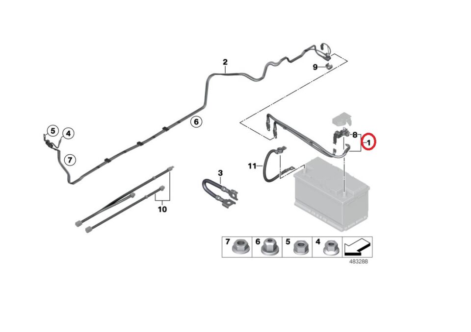 BMW 1-3 SERİSİ AKÜ ARTI KABLOSU F20.F30 YAN SANAYİ