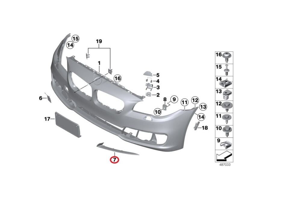 BMW 5 SERİSİ ÖN TAMPON KORUYUCU ÇITA - R - F10 LCİ ORJİNAL