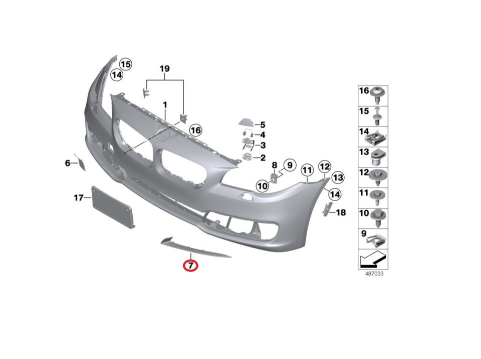 BMW 5 SERİSİ ÖN TAMPON KORUYUCU ÇITA - L - F10 LCİ ORJ