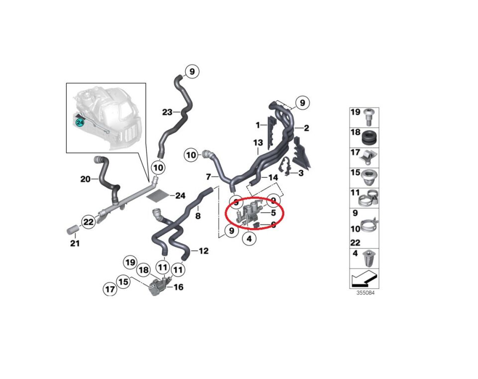 BMW 5 SERİSİ KALORİFER MUSLUĞU F10.F01 YAN SANAYİ