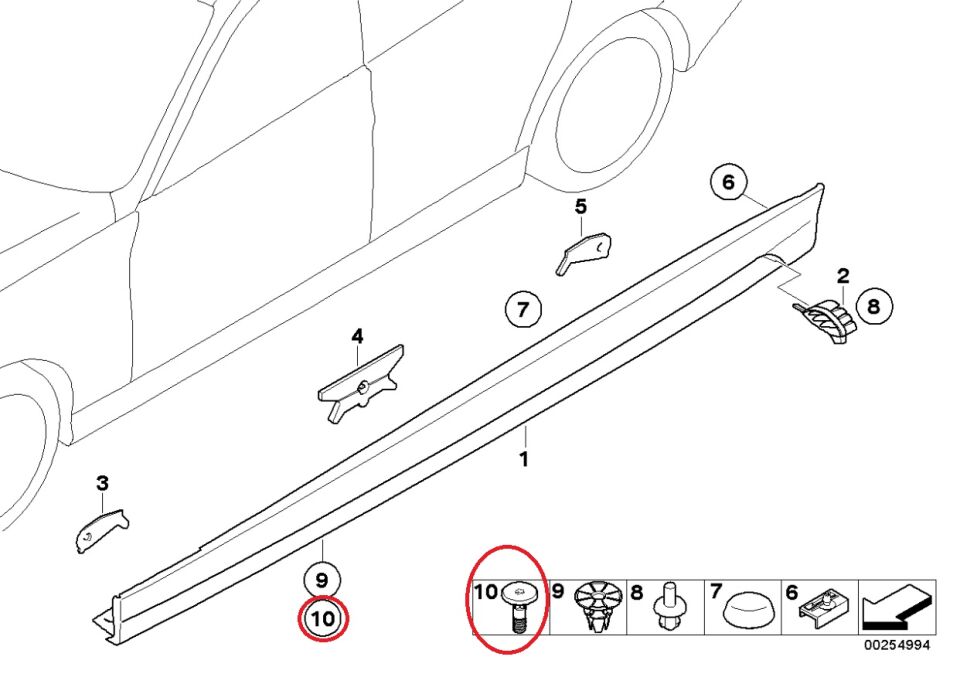 BMW 3 SERİSİ MARŞBİYEL KAPLAMA DIŞ KLİPSİ E87.E90.E92 5 Lİ YAN SANAYİ