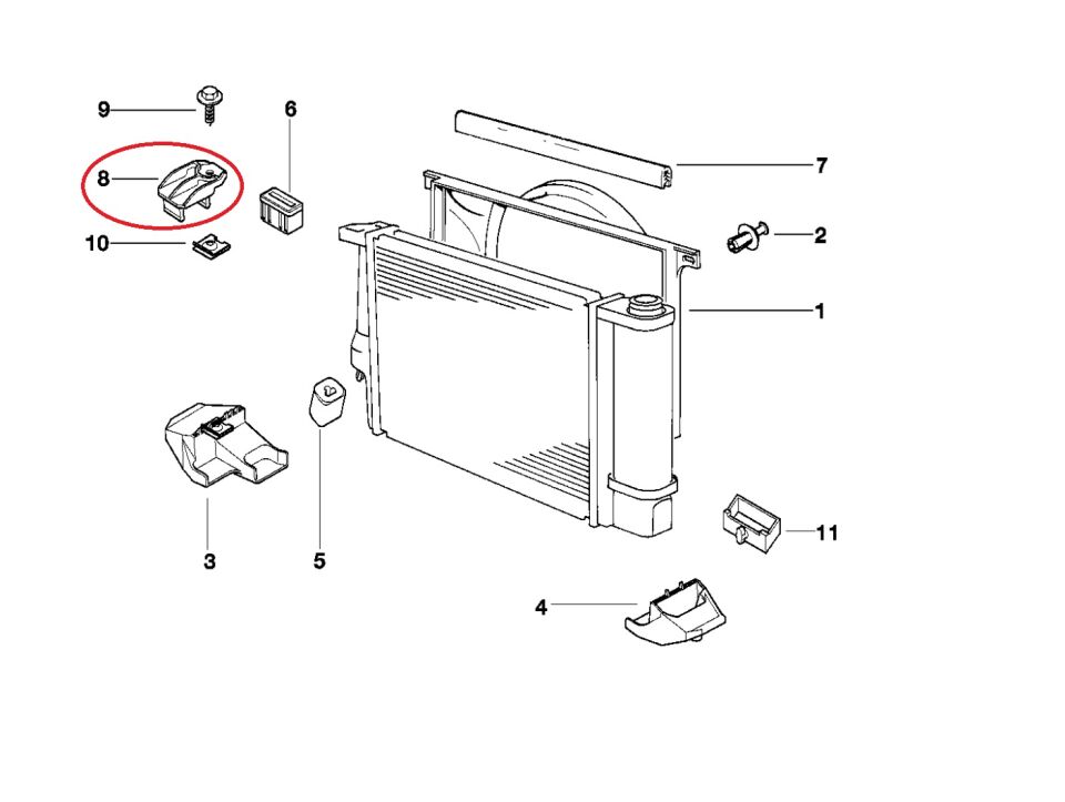 BMW 5 SERİSİ RADYATÖR ÜST TUTUCUSU E39 YAN SANAYİ