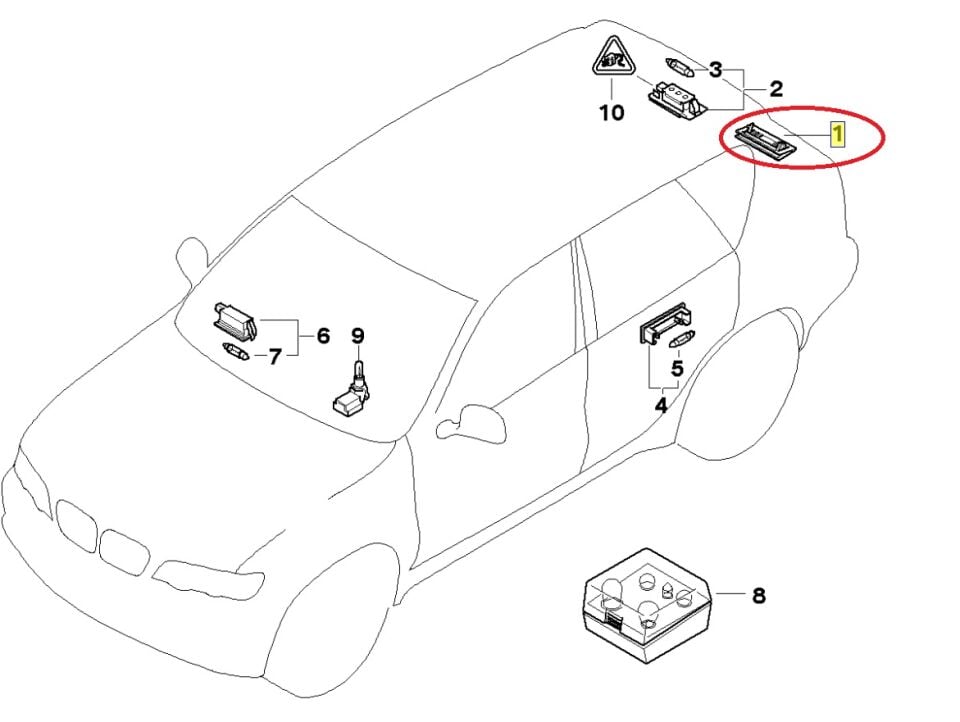 BMW X3 SERİSİ PLAKA AYDINLATMA CAMI X3.X5.>09/01 ORJİNAL
