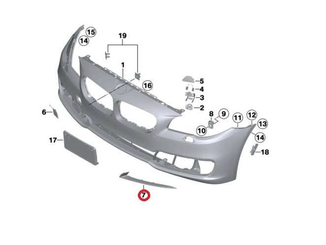 BMW 5 SERİSİ ÖN TAMPON ÇITA - R L - MODERN F10.LCİ YAN SANAYİ
