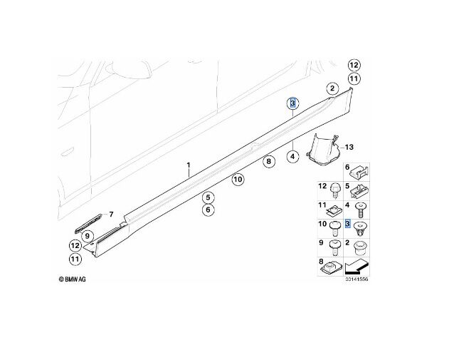BMW 5 SERİSİ MARŞBİYEL KAPLAMA KLİPSİ E60 10 LU YAN SANAYİ