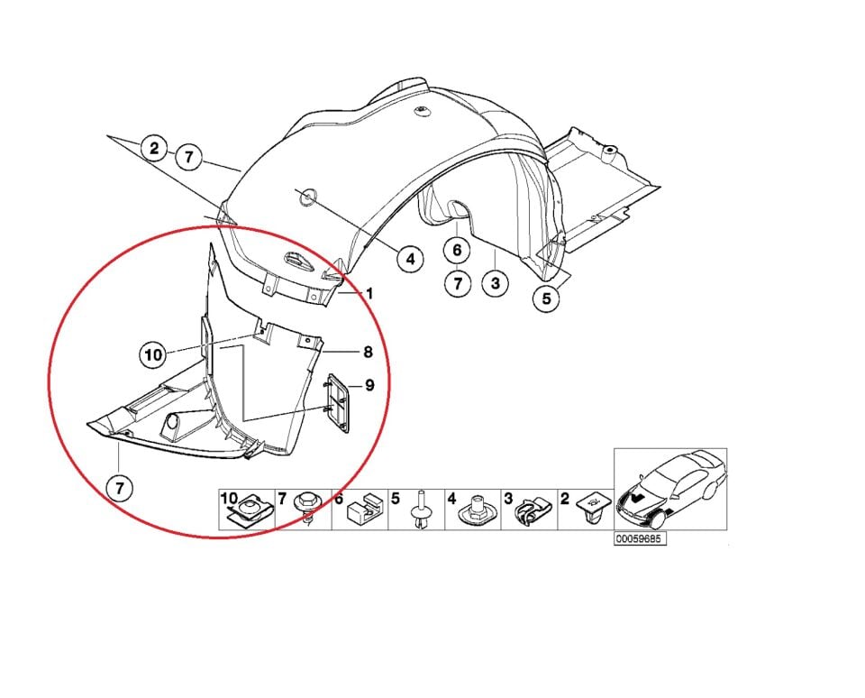 BMW 3 SERİSİ ÖN ÇAMURLUK UC DAVLUMBAZI - R - E46/4.E46/2 YAN SANAYİ