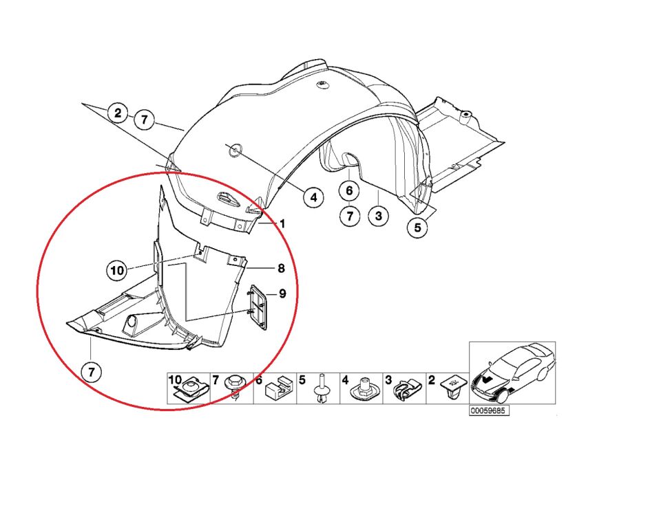 BMW 3 SERİSİ ÖN ÇAMURLUK UC DAVLUMBAZI - R - E46/4.E46/2 YAN SANAYİ