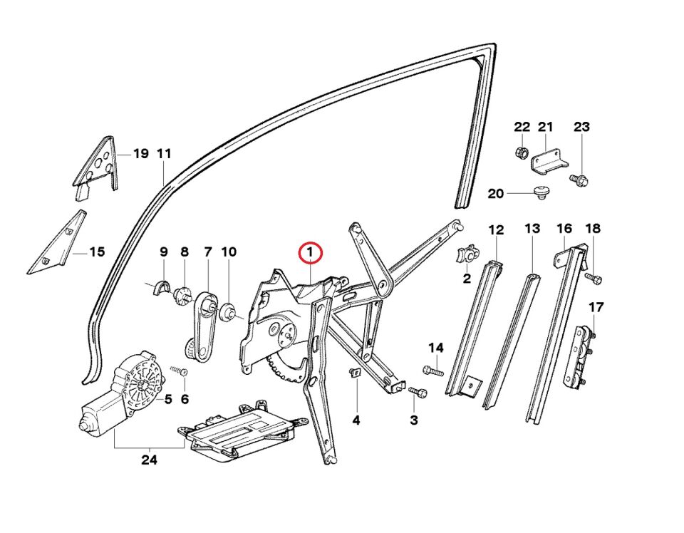 BMW 3 SERİSİ ÖN CAM MEKANİZMASI - L - MOTORSUZ - E36/4 YAN SANAYİ