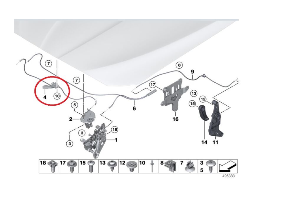 BMW 5 SERİSİ MOTOR KAPUT TELİ MANDALI F10 YAN SANAYİ