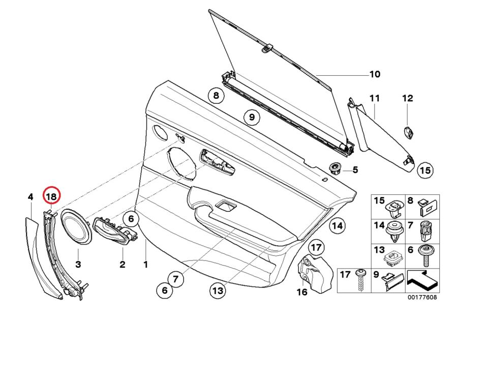 BMW 3 SERİSİ KAPI İÇ KOLU R - SİYAH - TAİWAN E90.LCI.E92.E93 YAN SANAYİ