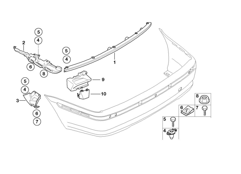 BMW 3 SERİSİ ARKA TAMPON ARA BAKALİTİ - R - E46/4 YAN SANAYİ