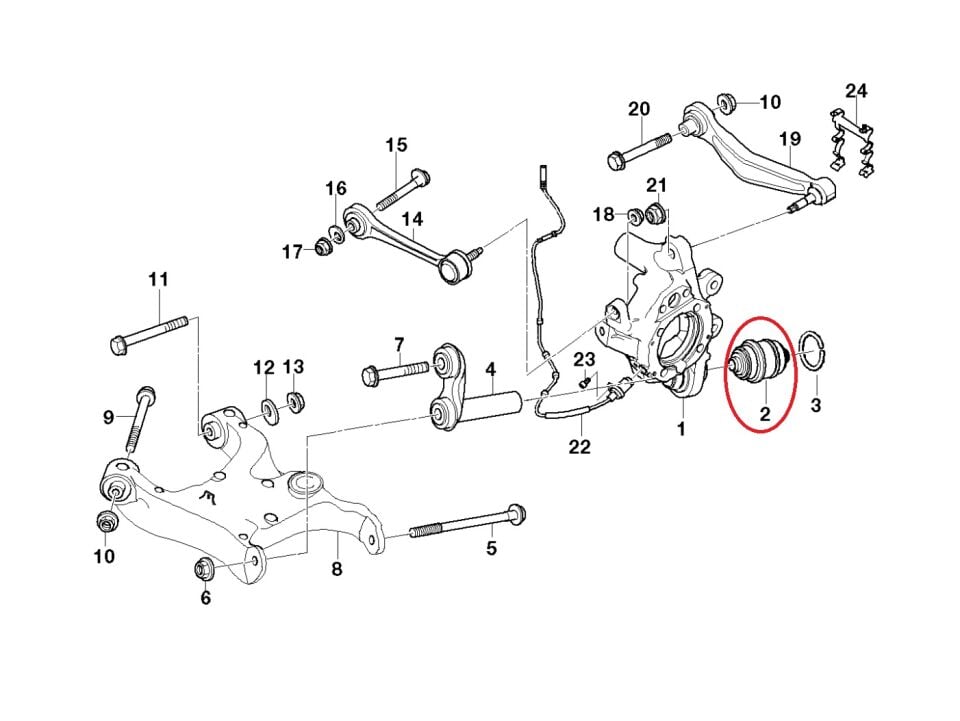BMW 5 SERİSİ ARKA TAŞIYICI YAĞLI BURÇ E39.E60. FEBİ