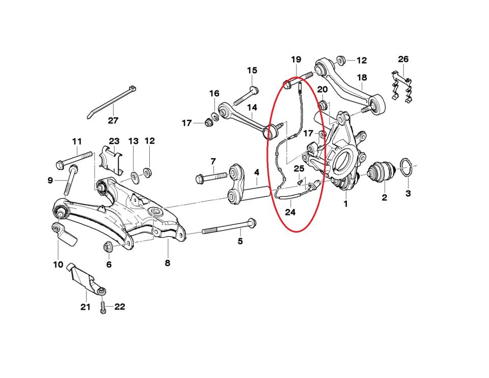BMW 5 SERİSİ ARKA ABS SENSÖRÜ - GRİ SOKET - E39.09/98< YAN SANAYİ