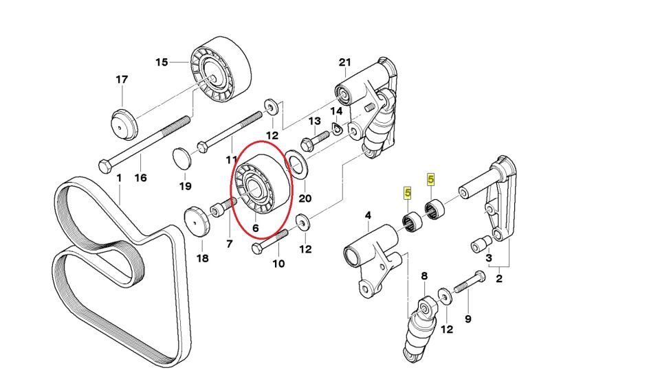 BMW 3 - 5 SERİSİ KAYIŞ GERGİ BİLYASI E38.E39.E46.E34.E36 YAN SANAYİ