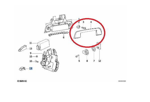 BMW 3-5 SERİSİ ARKA KAPI DIŞ KOL ÇERÇEVE KAPLAMASI E36.E34 YAN SANAYİ