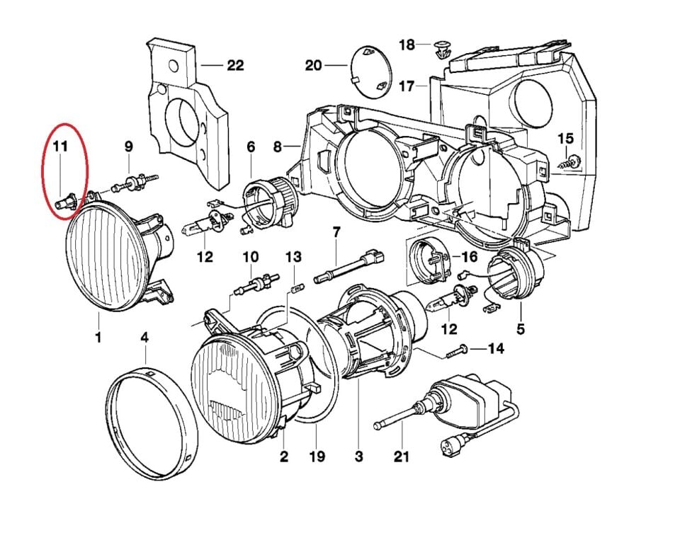 BMW 3 - 5 SERİSİ FAR AYAR KLİPSİ E34.E30.E32 10 LU YAN SANAYİ