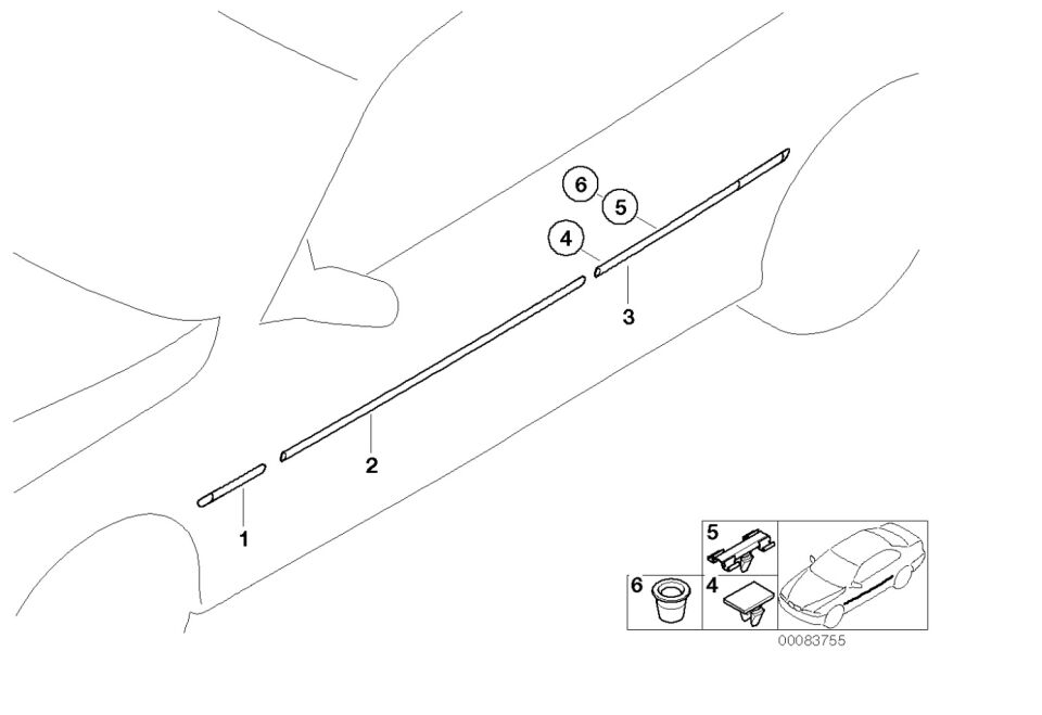 BMW 3 SERİSİ ÖN ARKA KAPI ÇITA SETİ - 6 PARÇA - KLİPSLİ E46/4 YAN SANAYİ