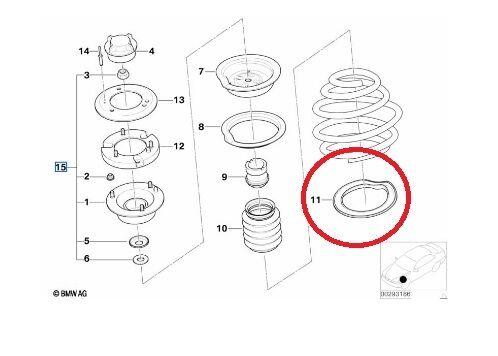 BMW 3-5 SERİSİ ÖN AMORTİSÖR YAY ALT LASTİĞİ E46.E39.E60 ORJİNAL