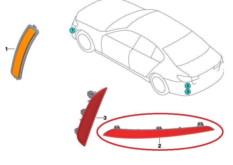 BMW 5 SERİSİ ARKA TAMPON REFLEKTÖRÜ - R - G30 YAN SANAYİ