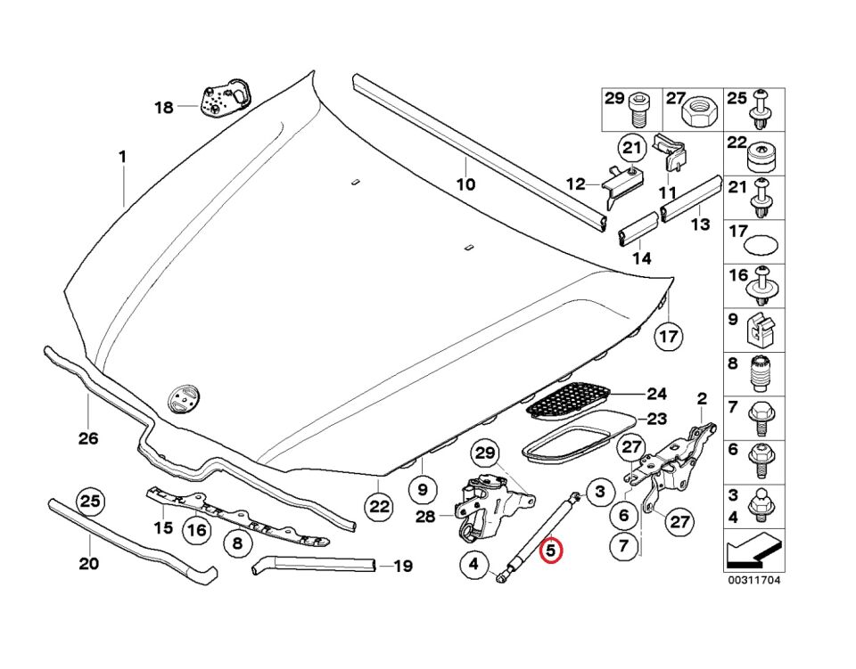 BMW 1 SERİSİ MOTOR KAPUT AMORTİSÖRÜ E87 YAN SANAYİ