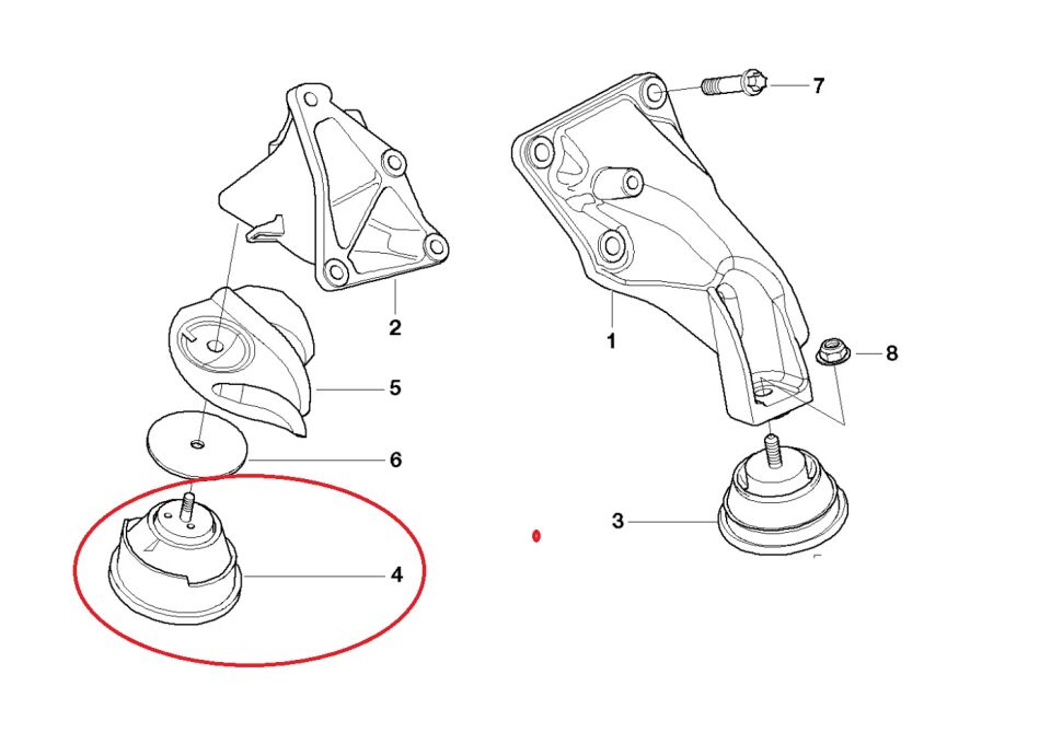 BMW 3 SERİSİ MOTOR KULAK TAKOZU - R - E46.M47.M43 YAN SANAYİ