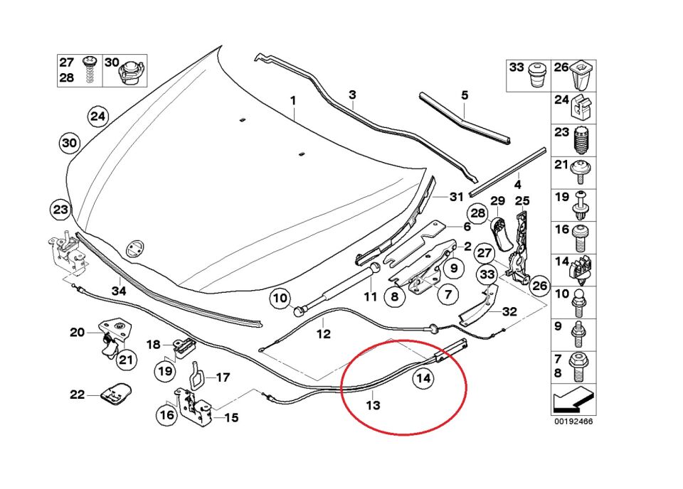 BMW 5 SERİSİ MOTOR KAPUT KİLİT TELİ E60 YAN SANAYİ