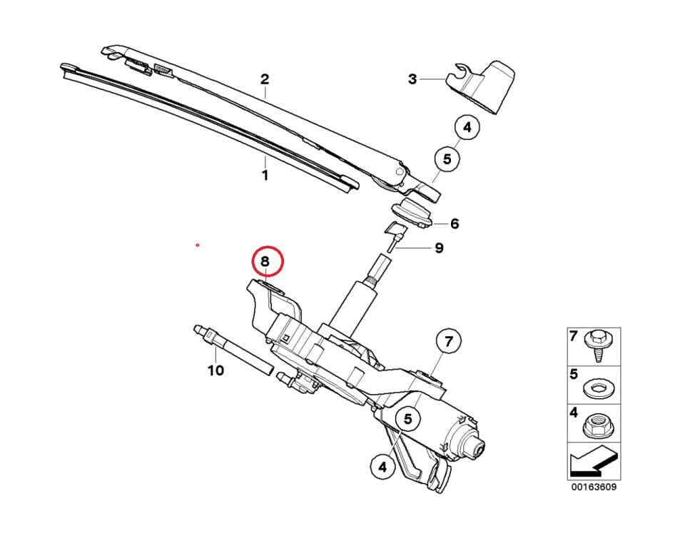 BMW 1 SERİSİ ARKA SİLECEK MOTORU E87.LCI YAN SANAYİ