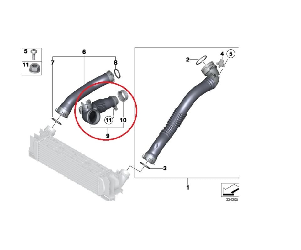 BMW 3-5 SERİSİ HAVA GİRİŞ HORTUMU F20.F30.F10.X1.X3.X4.Z4 YAN SANAYİ