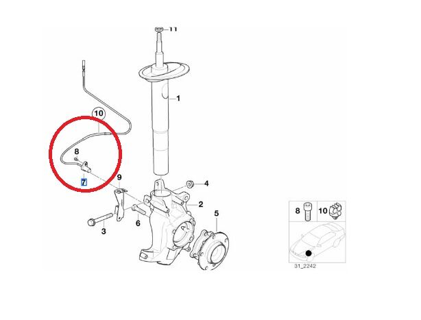 BMW 5 SERİSİ ÖN ABS SENSÖRÜ - MAVİ SOKET - E39.>09/98 YAN SANAYİ