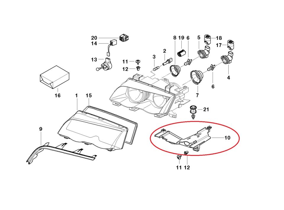 BMW 3 SERİSİ FAR ALT BAĞLANTI AYAĞI - L - E46 YAN SANAYİ