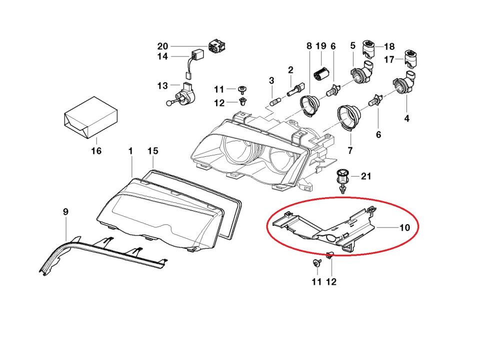BMW 3 SERİSİ FAR ALT BAĞLANTI AYAĞI - R - E46 YAN SANAYİ