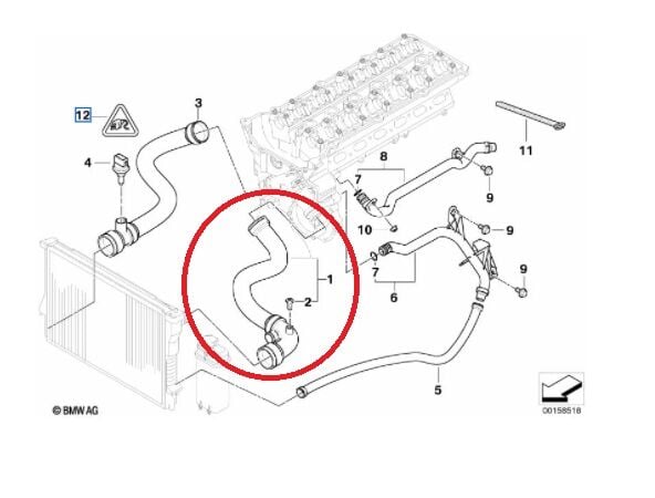 BMW 3 SERİSİ RADYATÖR ÜST HORTUMU E46.M52.M54 YAN SANAYİ